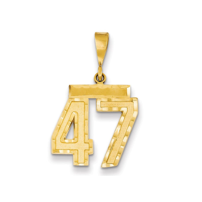 Million Charms 14K Yellow Gold Themed Medium Diamond-Cut Number 47 Charm