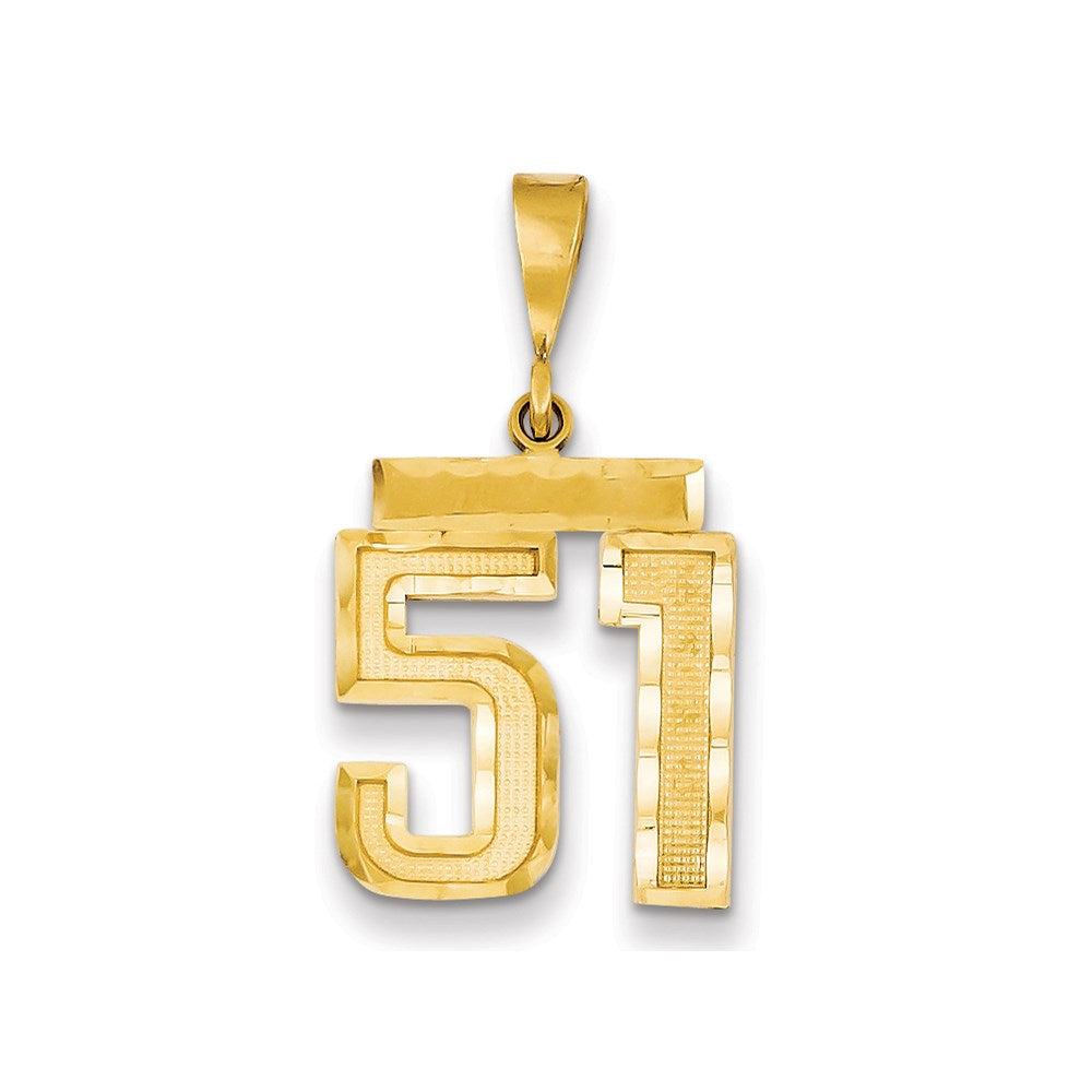 Million Charms 14K Yellow Gold Themed Medium Diamond-Cut Number 51 Charm