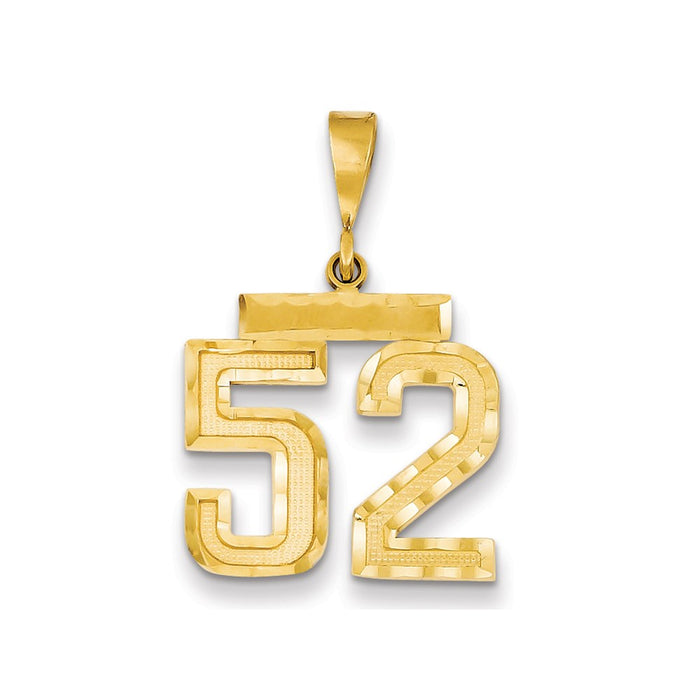 Million Charms 14K Yellow Gold Themed Medium Diamond-Cut Number 52 Charm