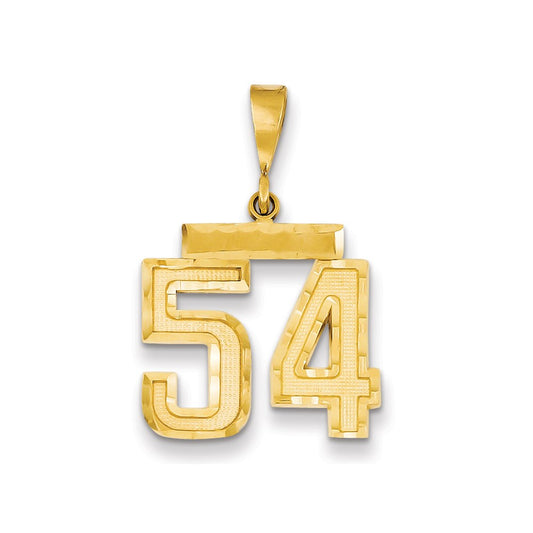 Million Charms 14K Yellow Gold Themed Medium Diamond-Cut Number 54 Charm