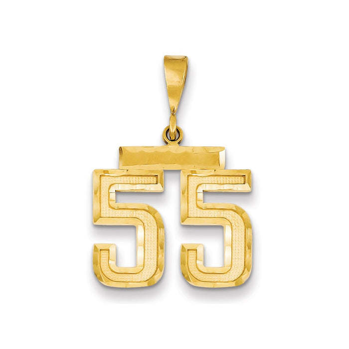 Million Charms 14K Yellow Gold Themed Medium Diamond-Cut Number 55 Charm