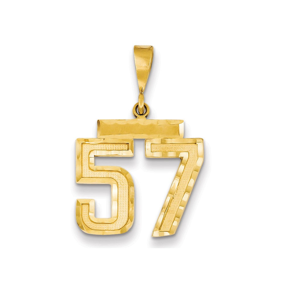 Million Charms 14K Yellow Gold Themed Medium Diamond-Cut Number 57 Charm
