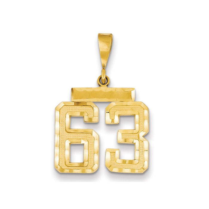 Million Charms 14K Yellow Gold Themed Medium Diamond-Cut Number 63 Charm