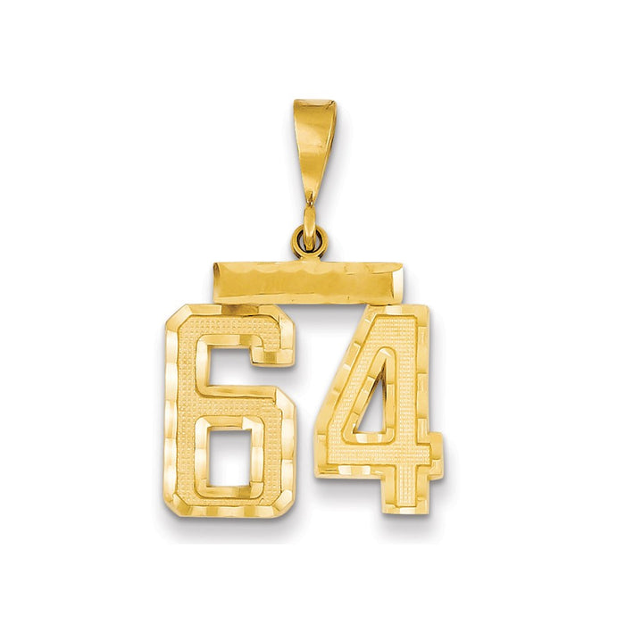 Million Charms 14K Yellow Gold Themed Medium Diamond-Cut Number 64 Charm