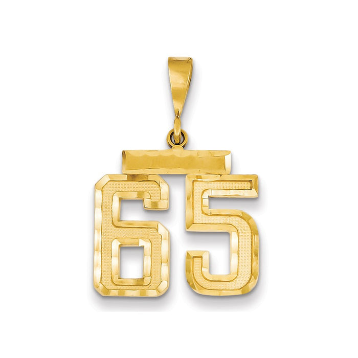 Million Charms 14K Yellow Gold Themed Medium Diamond-Cut Number 65 Charm
