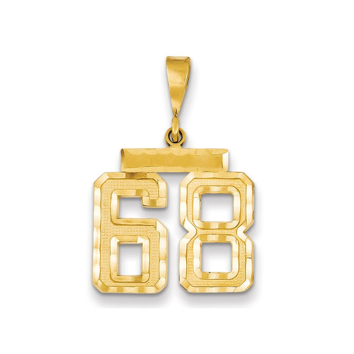 Million Charms 14K Yellow Gold Themed Medium Diamond-Cut Number 68 Charm