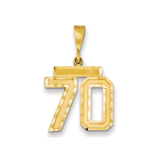 Dije temático número 70 de Million Charms en oro amarillo de 14 quilates con corte de diamante mediano