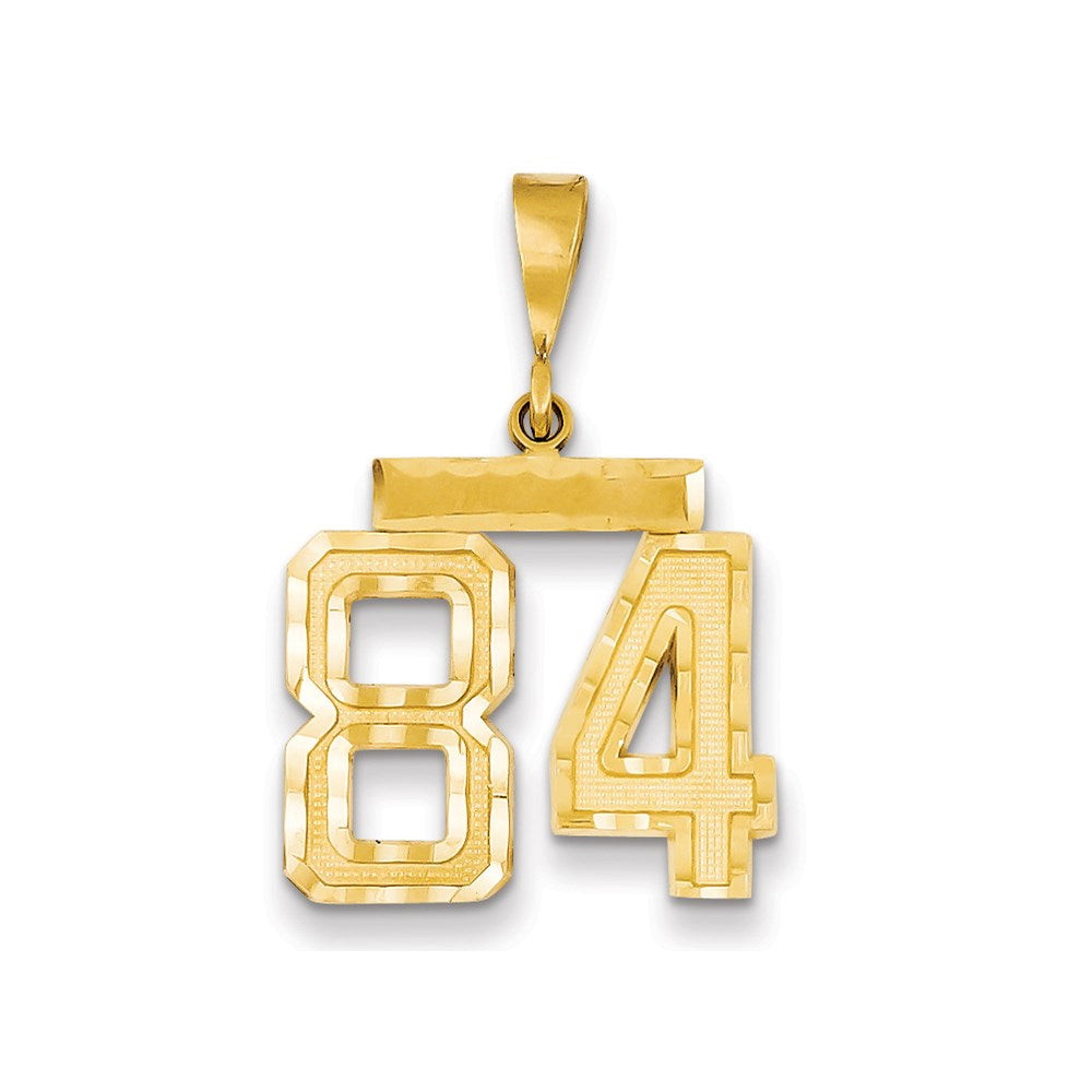 Million Charms 14K Yellow Gold Themed Medium Diamond-Cut Number 84 Charm