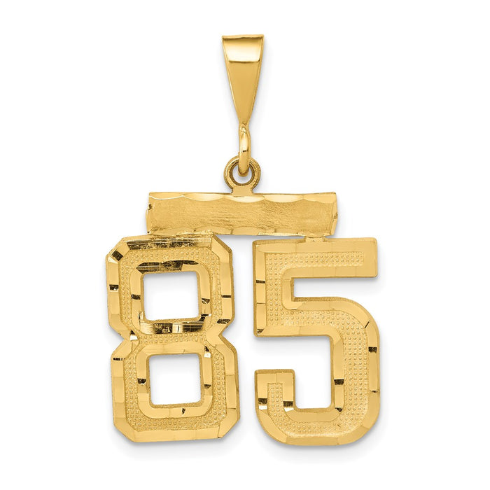 Million Charms 14K Yellow Gold Themed Medium Diamond-Cut Number 85 Charm