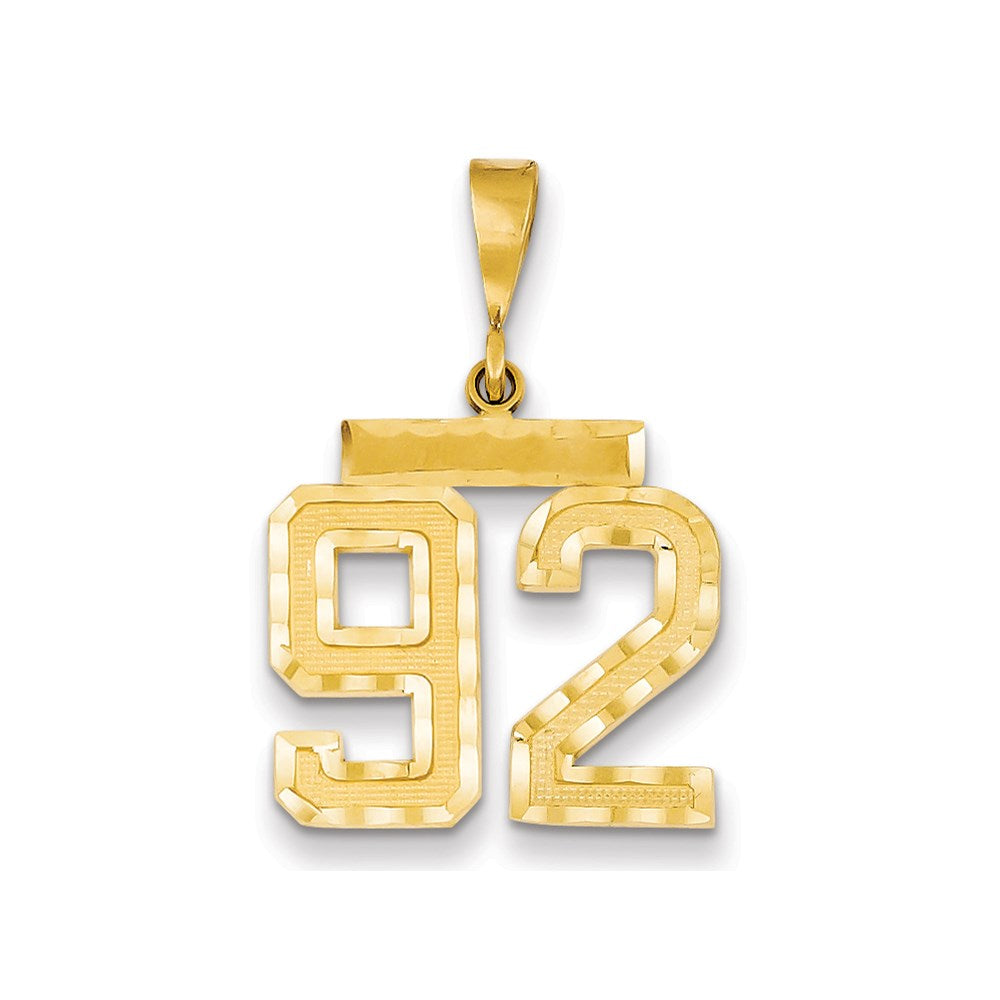 Million Charms 14K Yellow Gold Themed Medium Diamond-Cut Number 92 Charm