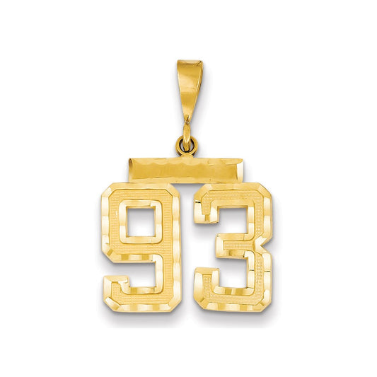 Million Charms 14K Yellow Gold Themed Medium Diamond-Cut Number 93 Charm