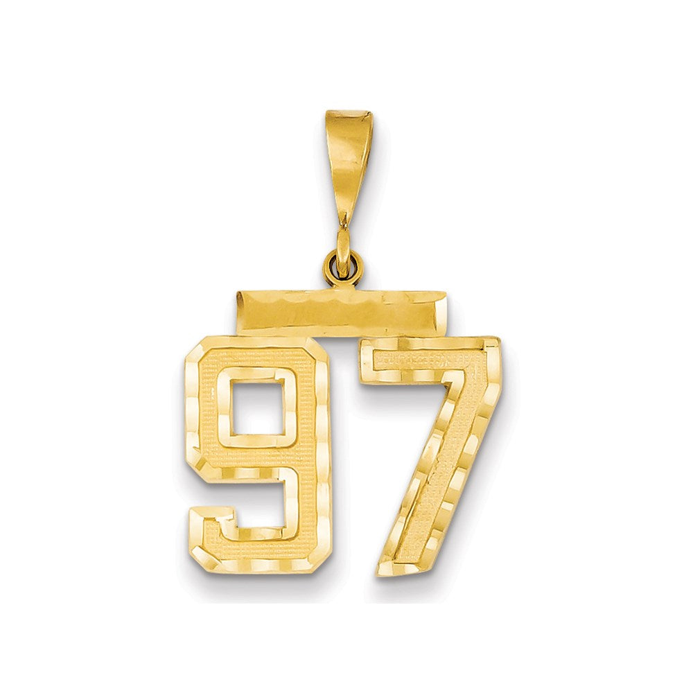 Million Charms 14K Yellow Gold Themed Medium Diamond-Cut Number 97 Charm