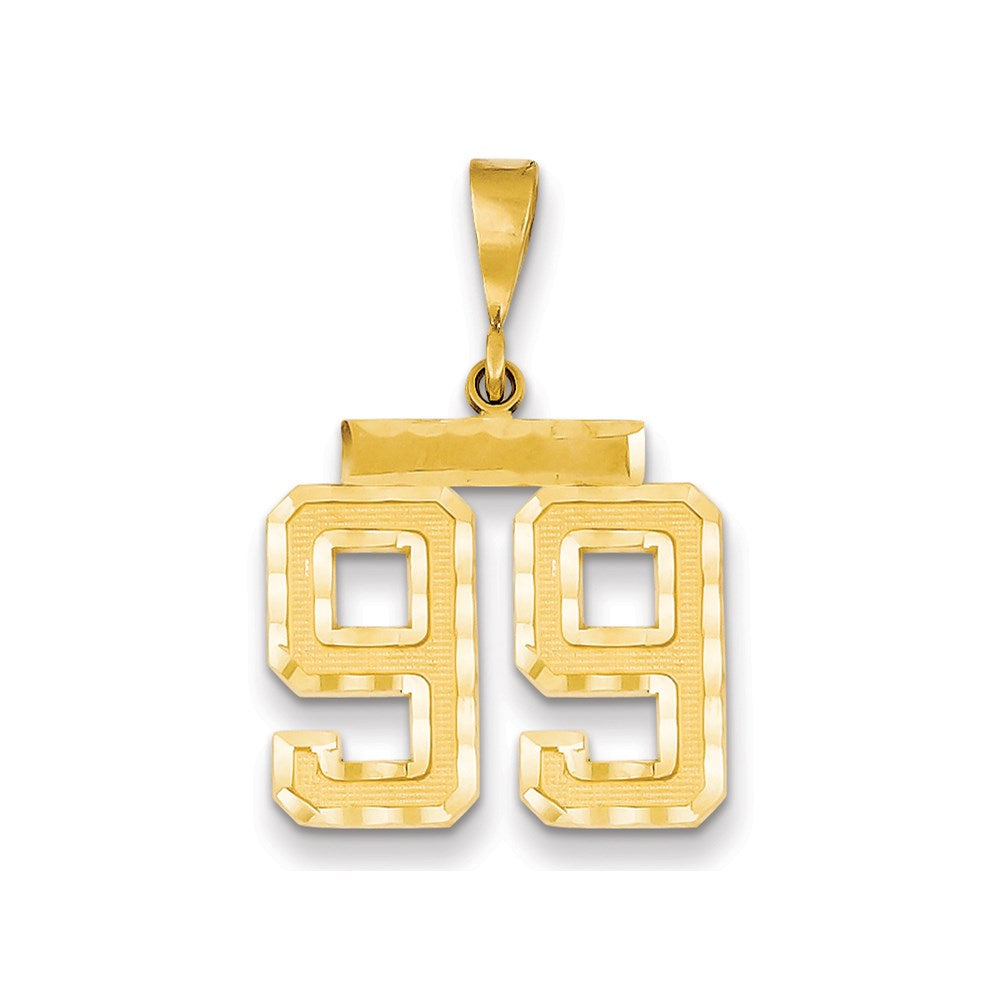 Million Charms 14K Yellow Gold Themed Medium Diamond-Cut Number 99 Charm