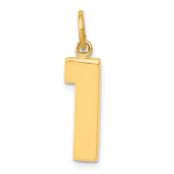 Million Charms 14K Yellow Gold Themed Casted Medium Polished Number 1 Charm