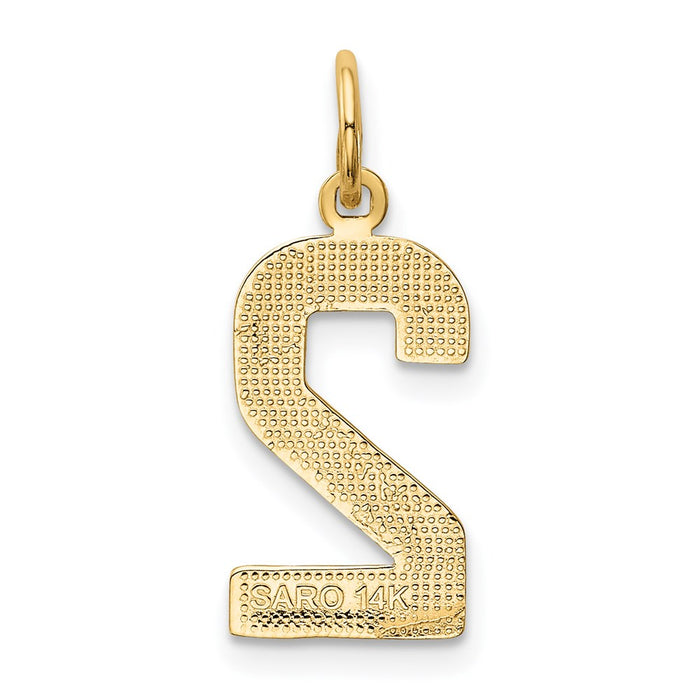 Million Charms 14K Yellow Gold Themed Casted Medium Polished Number 2 Charm