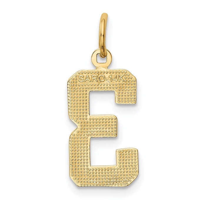 Million Charms 14K Yellow Gold Themed Casted Medium Polished Number 3 Charm