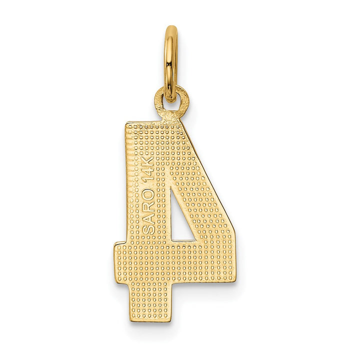 Million Charms 14K Yellow Gold Themed Casted Medium Polished Number 4 Charm