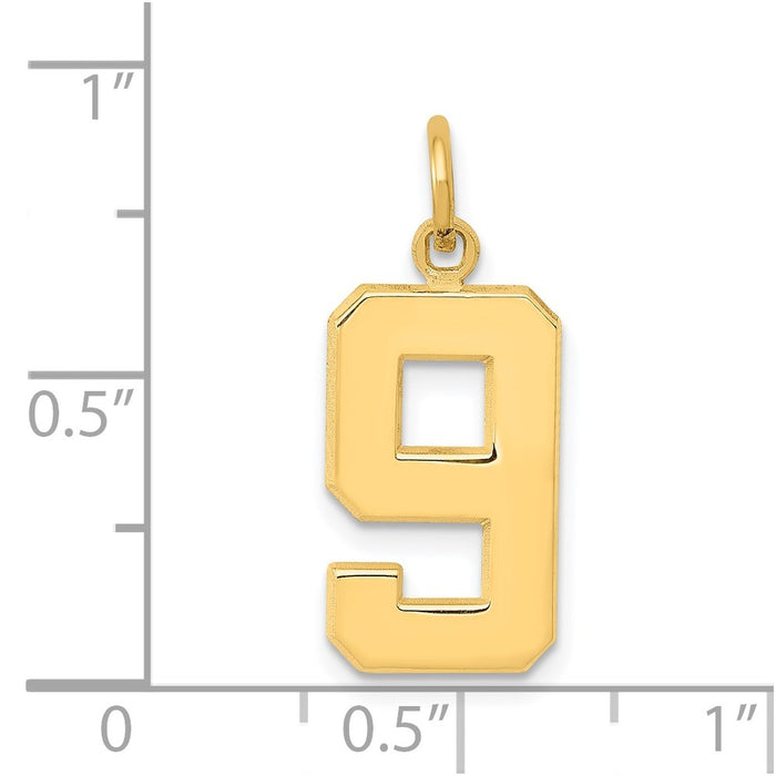 Million Charms 14K Yellow Gold Themed Casted Medium Polished Number 9 Charm