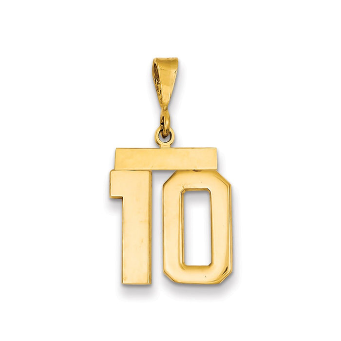 Million Charms 14K Yellow Gold Themed Medium Polished Number 10 Charm