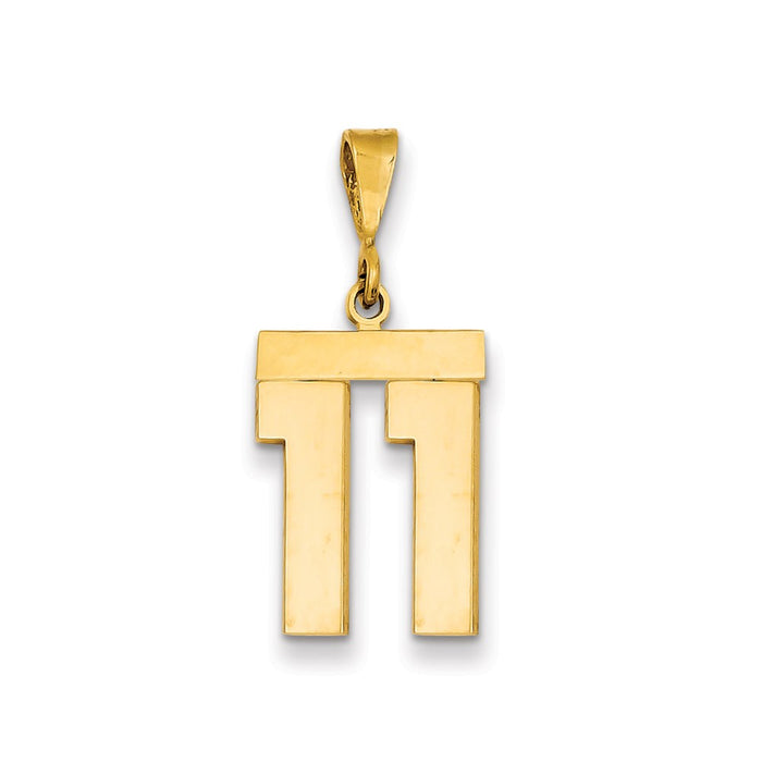 Million Charms 14K Yellow Gold Themed Medium Polished Number 11 Charm