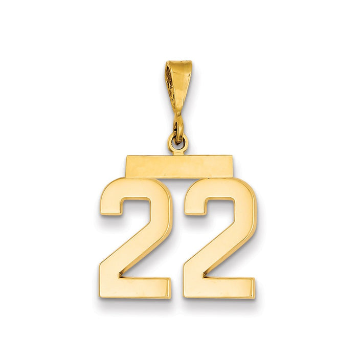 Million Charms 14K Yellow Gold Themed Medium Polished Number 22 Charm