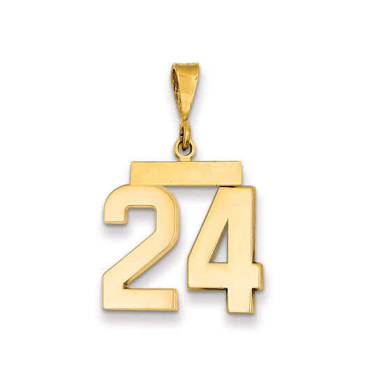 Million Charms 14K Yellow Gold Themed Medium Polished Number 24 Charm