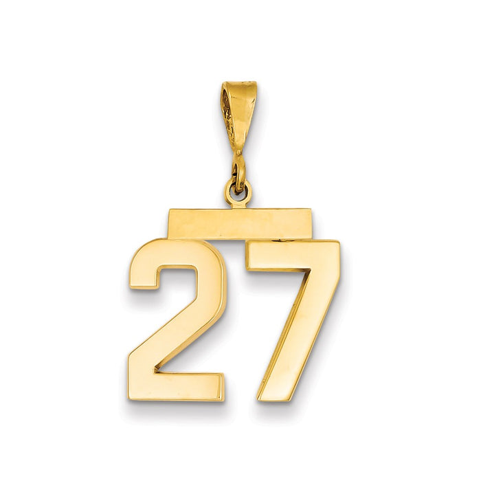 Million Charms 14K Yellow Gold Themed Medium Polished Number 27 Charm