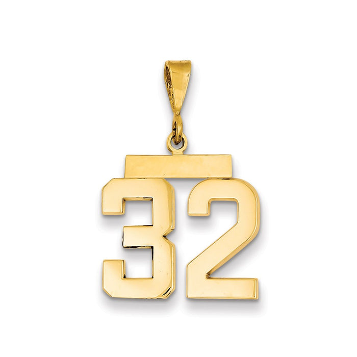 Million Charms 14K Yellow Gold Themed Medium Polished Number 32 Charm