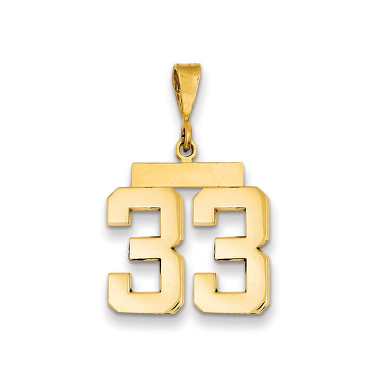Million Charms 14K Yellow Gold Themed Medium Polished Number 33 Charm