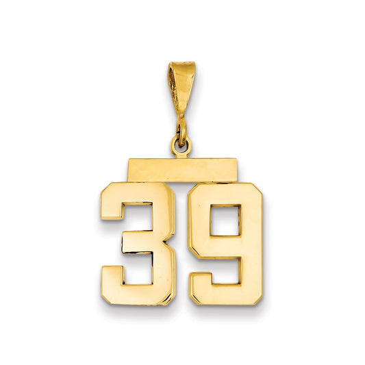 Million Charms 14K Yellow Gold Themed Medium Polished Number 39 Charm