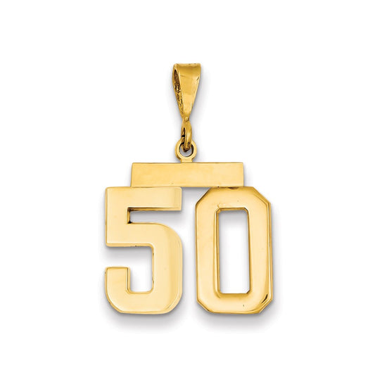Million Charms 14K Yellow Gold Themed Medium Polished Number 50 Charm