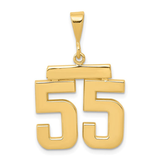 Million Charms 14K Yellow Gold Themed Medium Polished Number 55 Charm