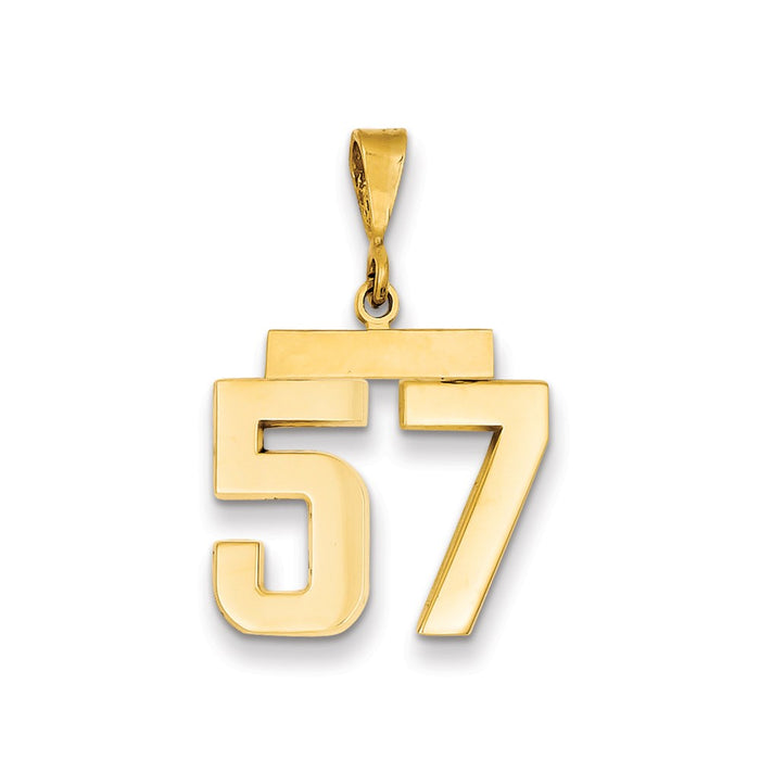 Million Charms 14K Yellow Gold Themed Medium Polished Number 57 Charm