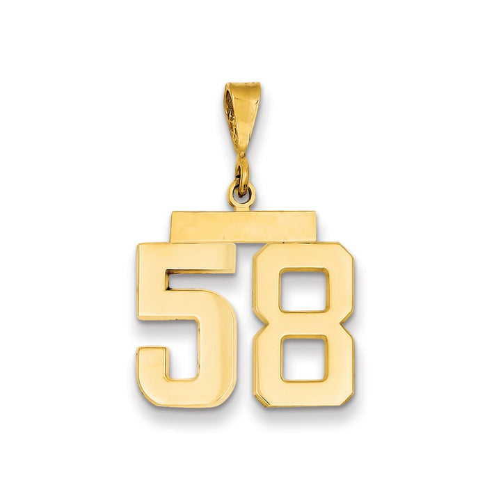 Million Charms 14K Yellow Gold Themed Medium Polished Number 58 Charm