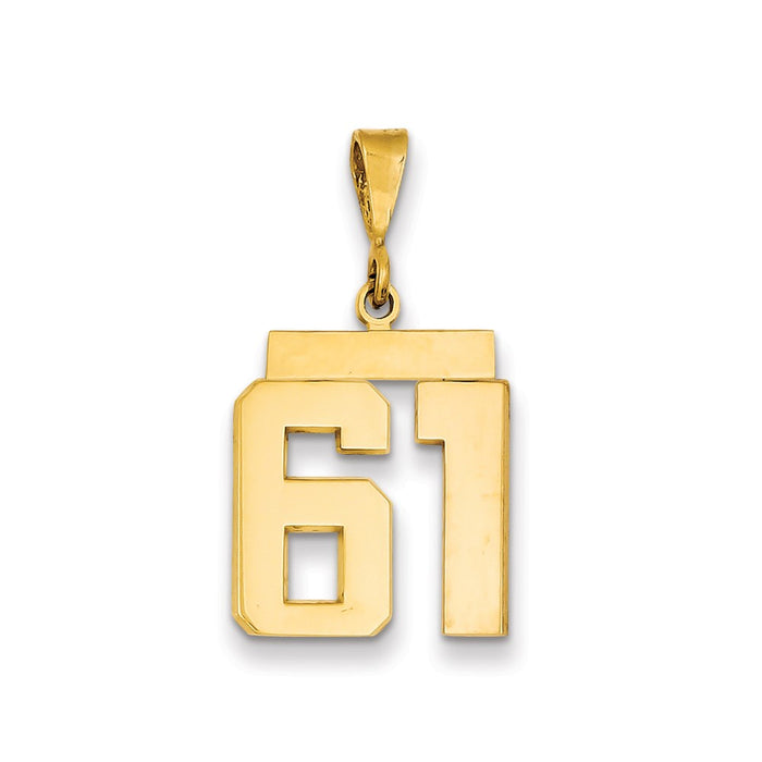 Million Charms 14K Yellow Gold Themed Medium Polished Number 61 Charm