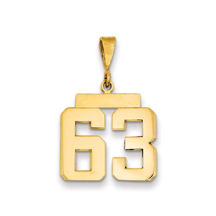 Million Charms 14K Yellow Gold Themed Medium Polished Number 63 Charm