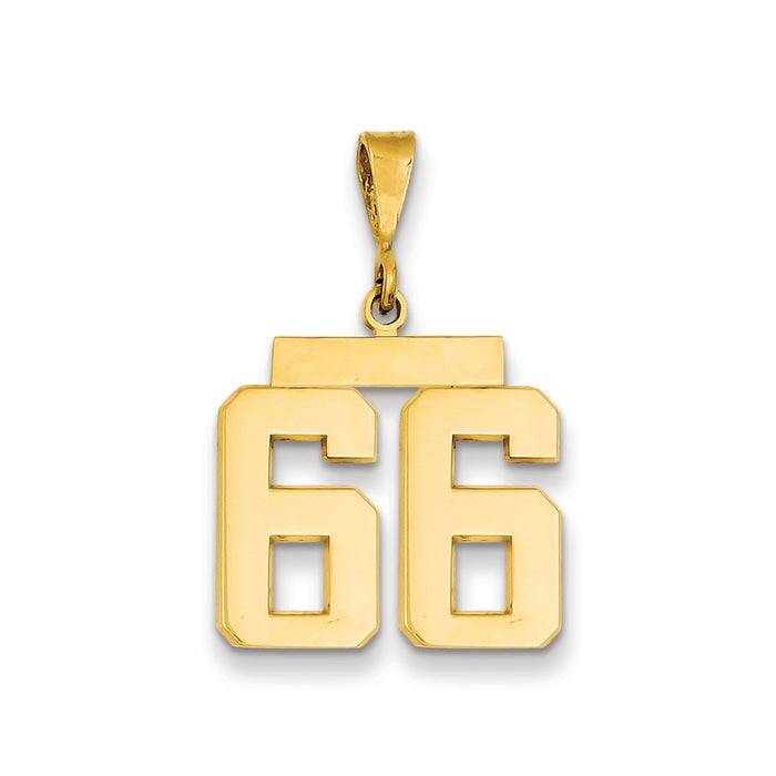 Million Charms 14K Yellow Gold Themed Medium Polished Number 66 Charm