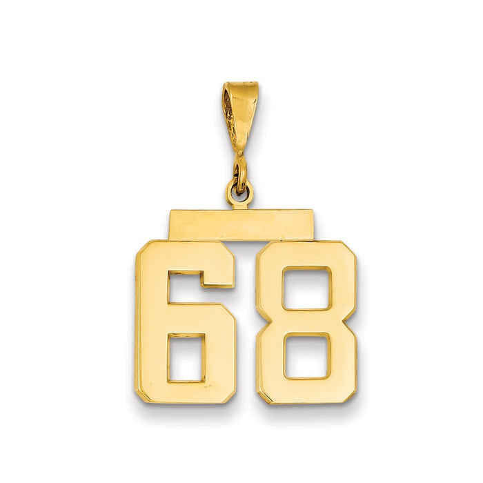 Million Charms 14K Yellow Gold Themed Medium Polished Number 68 Charm