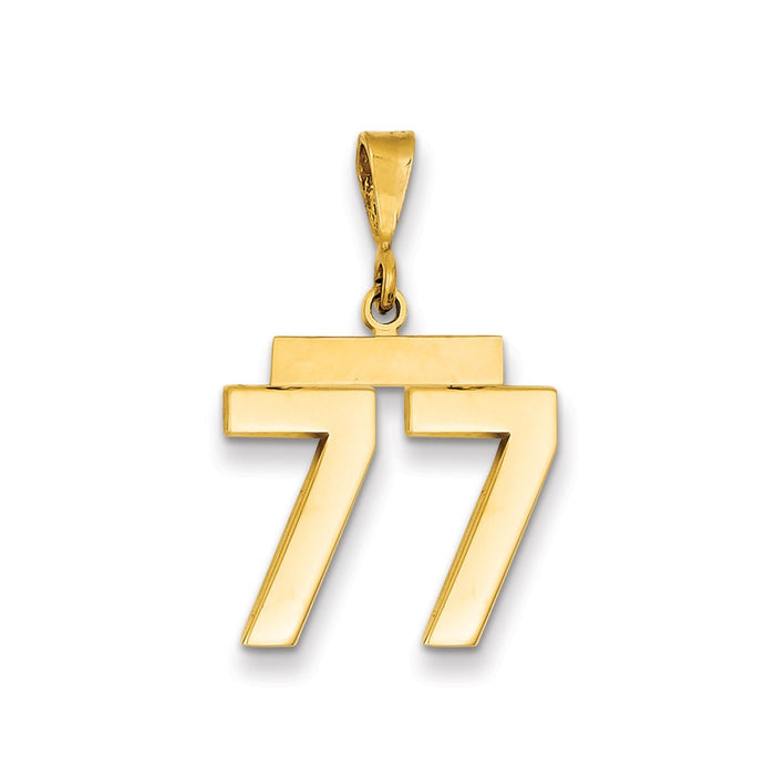 Million Charms 14K Yellow Gold Themed Medium Polished Number 77 Charm