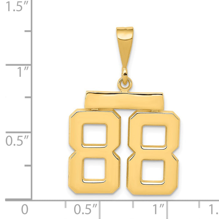 Million Charms 14K Yellow Gold Themed Medium Polished Number 88 Charm