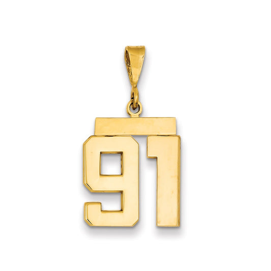 Dije de número 91 de oro amarillo de 14 quilates con acabado pulido, colección Million Charms