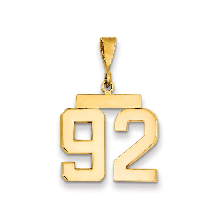 Million Charms 14K Yellow Gold Themed Medium Polished Number 92 Charm