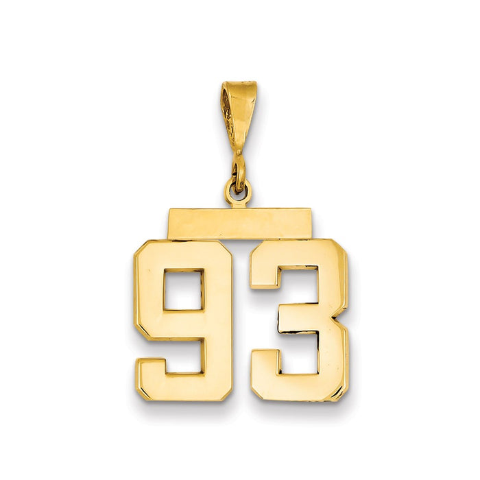 Million Charms 14K Yellow Gold Themed Medium Polished Number 93 Charm