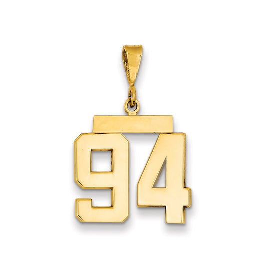 Dijé de dije número 94 de oro amarillo de 14 K con acabado pulido mediano de Million Charms