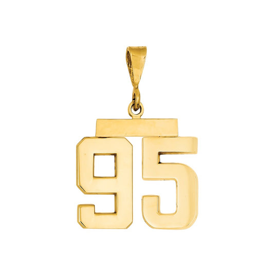 Dije número 95 de Million Charms, mediano, pulido, en oro amarillo de 14 quilates