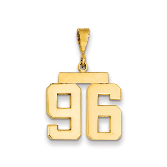 Dije número 96 de oro amarillo de 14K con acabado pulido, tamaño mediano, de la colección Million Charms