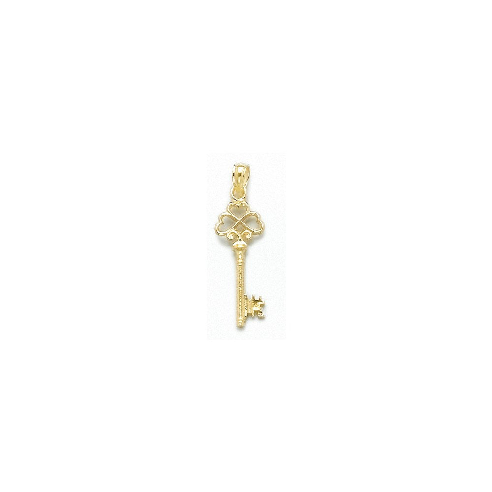 Million Charms 925 Sterling Silver Charm Pendant, Small 3-D Key Pendant with Triple Heart Top With Rhodium