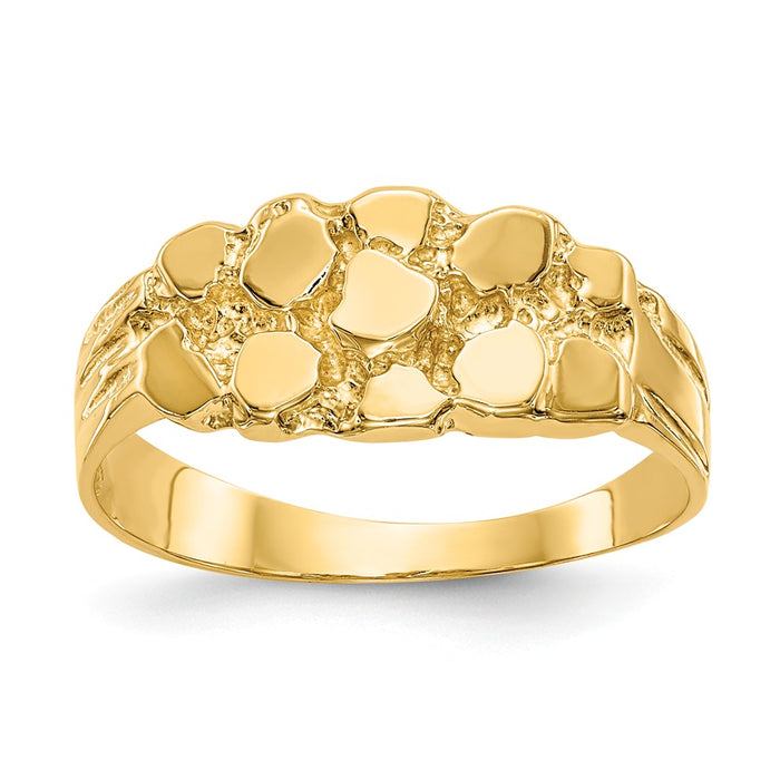 14k Yellow Gold Nugget Ring, Size: 6