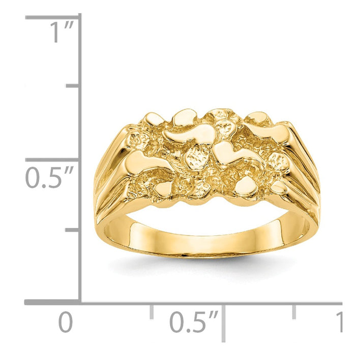 14k Yellow Gold Nugget Ring, Size: 7