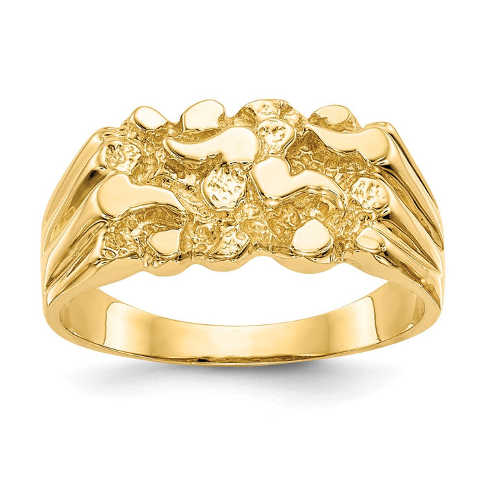 14k Yellow Gold Nugget Ring, Size: 7